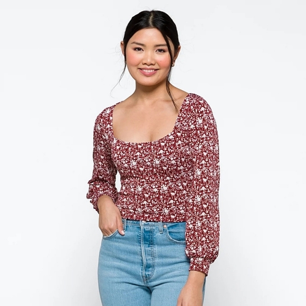Lush Square Neck Longsleeve Top
